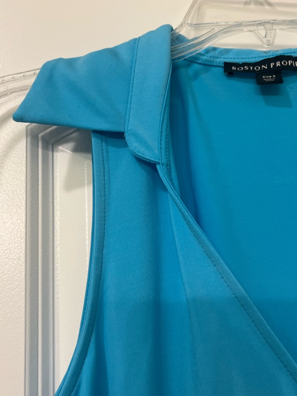 Boston Proper So Chic Collared Surplice Blouson Knit Top Blue Womens Small - Picture 4 of 10